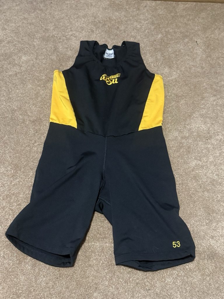 Wichita State Rowing Unisuit Mens L Sew Sporty Black Yellow USA