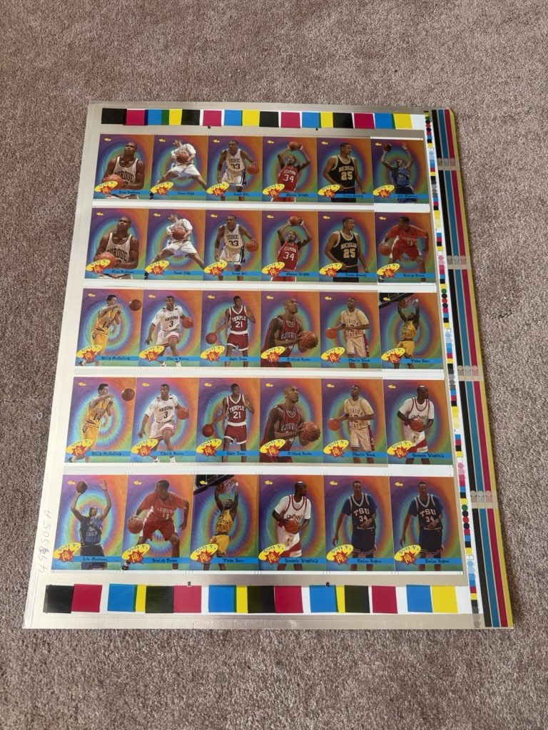 1992 Classic Draft Picks “Dizzy V” Insert Uncut Sheet Juwan Howard Rookie Rare
