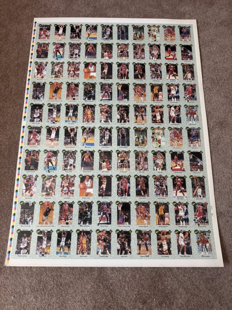1991 Classic Basketball Uncut Sheet Larry Johnson Mutombo NBA Draft Picks Rare