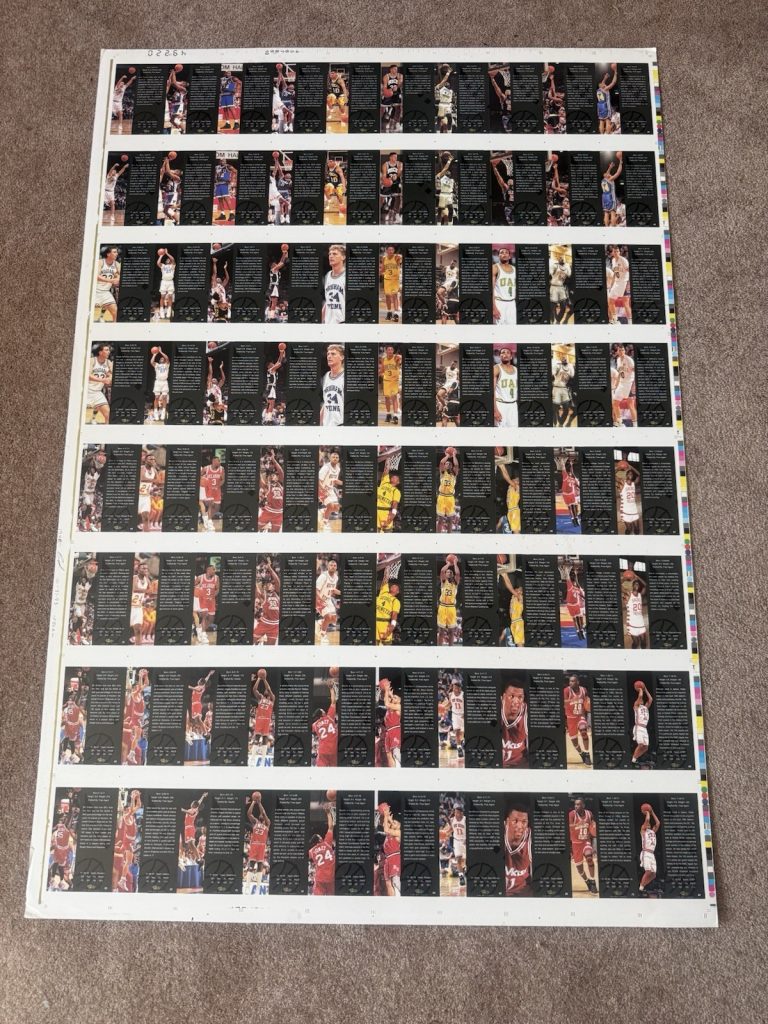 1992 Classic Basketball Uncut Sheet Card Backs Michael Jordan Era Stars Rare