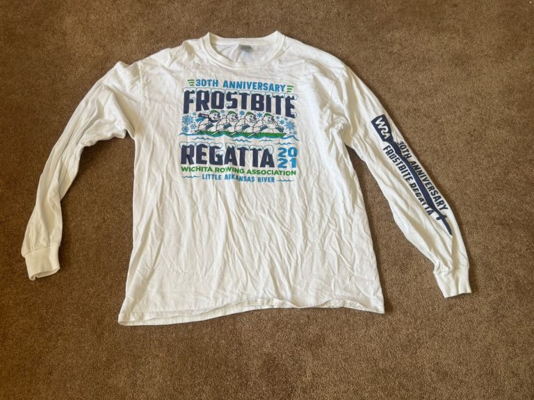 Frostbite Regatta 2021 Wichita Rowing White Long Sleeve Shirt Mens Large