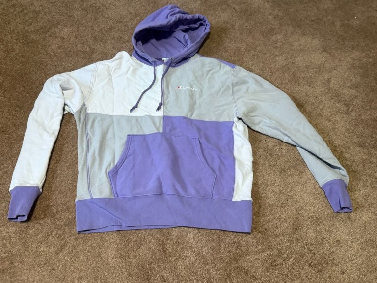Champion Hoodie Size Large Colorblock Reverse Weave Cut & Sew Gray Purple