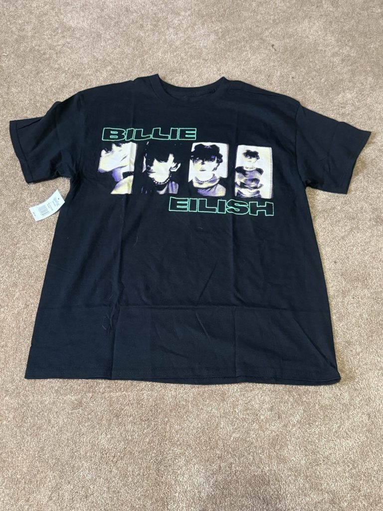 Billie Eilish Graphic T-Shirt Black Short Sleeve Band Tee Size Large New