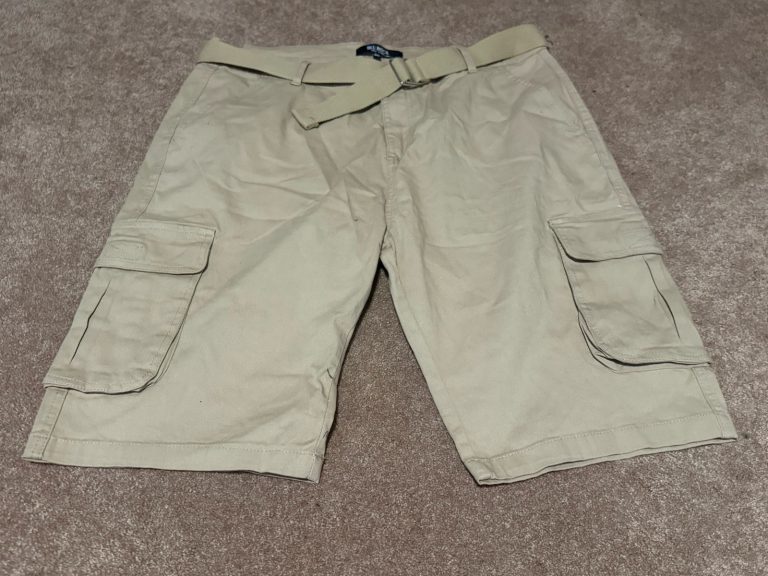 Blu Rock Cargo Shorts Mens Size 38 Beige Khaki Belted Pockets Casual