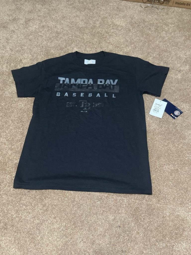 Majestic Tampa Bay Rays Baseball T Shirt Black Mens Medium MLB NWT