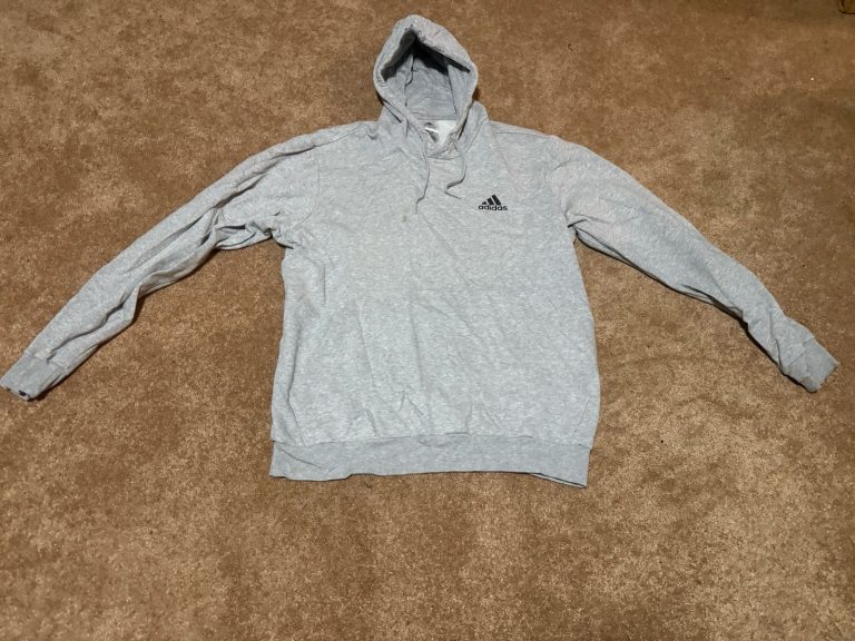 Adidas Hoodie Gray Mens Large Pullover Sweatshirt Logo Casual Athletic