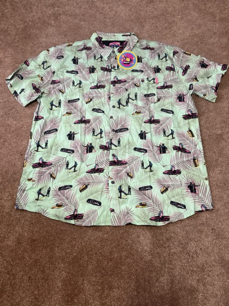 Pardy Time Button Up Shirt 3X Mint Green Graphic Cars Skater Print