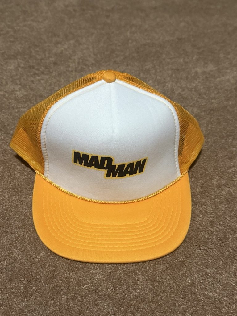 Mad Man Trucker Hat Snapback Yellow White Mesh Cap Adjustable Retro Style