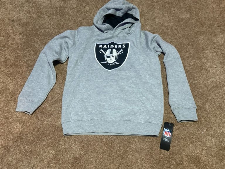 NFL Team Apparel Las Vegas Raiders Youth Hoodie Gray Pullover Size Large (14/16)