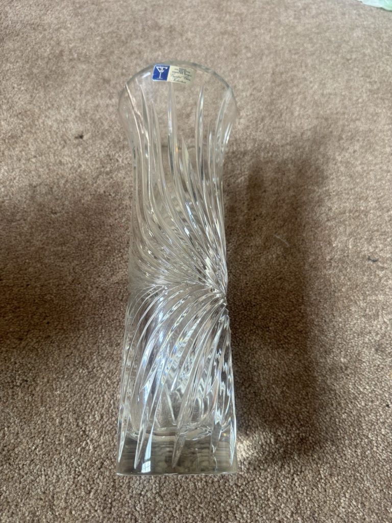 Lead Crystal Swirl Vase Crystal Clear Industries Germany Heavy Cut Glass