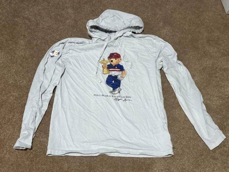 Polo Ralph Lauren RLX Polo Bear Hoodie Mens Small White Ryder Cup 2023 Golf