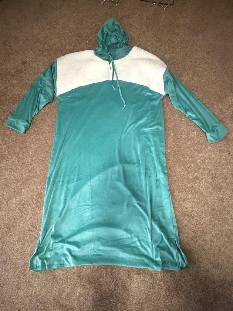 Cuddl Duds XL Hooded Lounger Dress Teal Plush Fleece Cozy Sleepwear