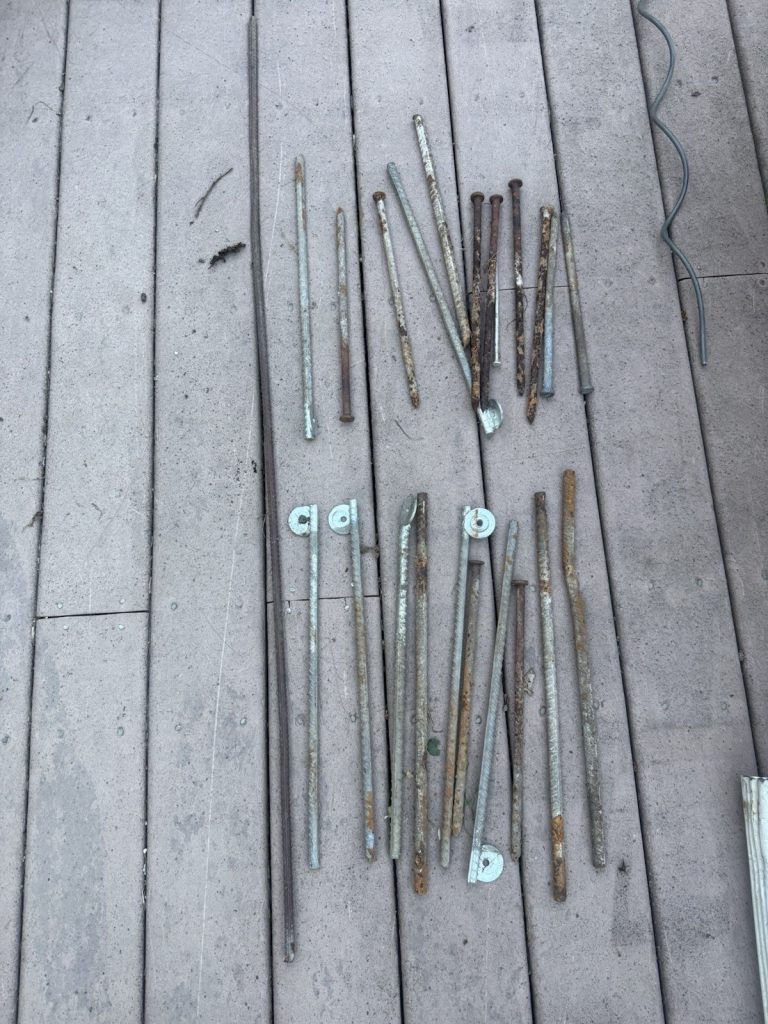 Lot Vintage Steel & Galvanized Stakes Spikes Bolts Mixed Rusty Salvage Farm