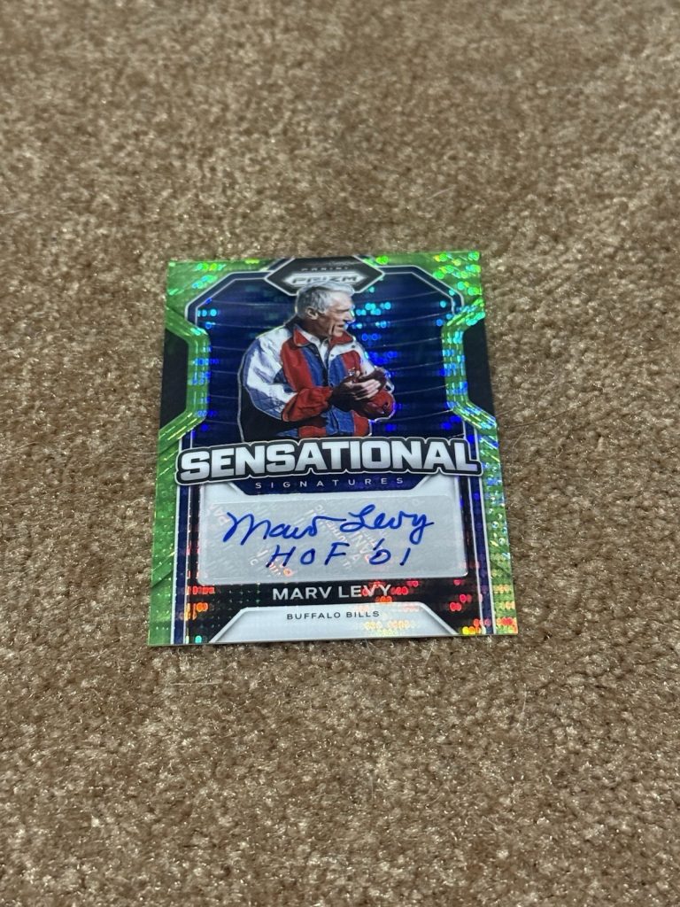2020 Panini Prizm Marv Levy Auto Sensational Signatures Green Prizm HOF Bills