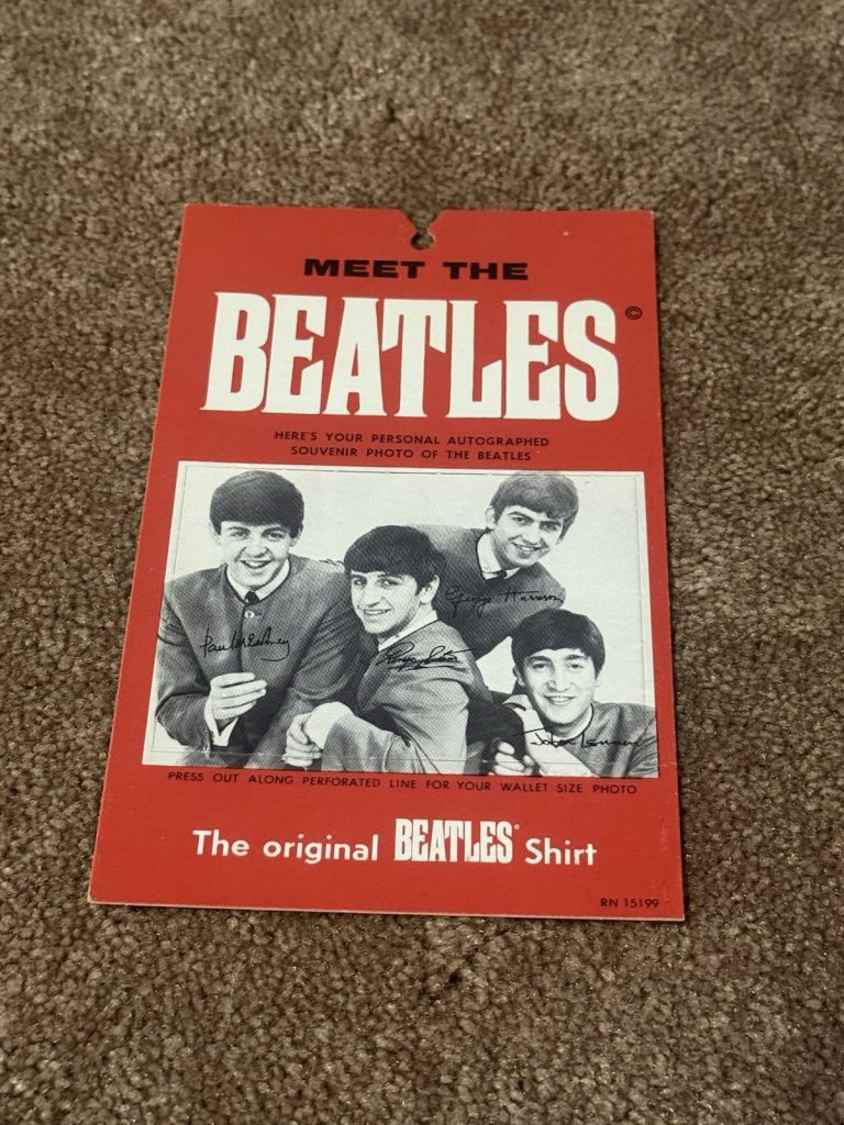 1964 Meet The Beatles Punch-Out Shirt Card Original Vintage Mint Unused