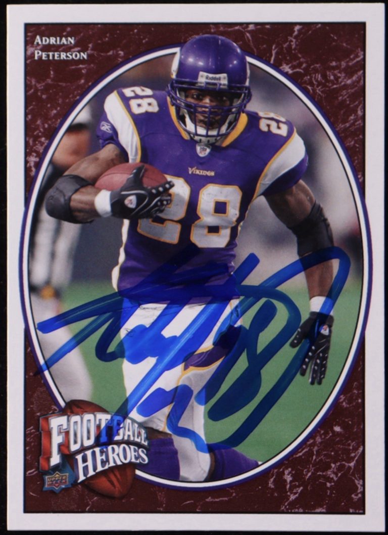 Adrian Peterson Autographed 08 UD Heroes #4 Trading Card JSA MINNESOTA VIKINGS