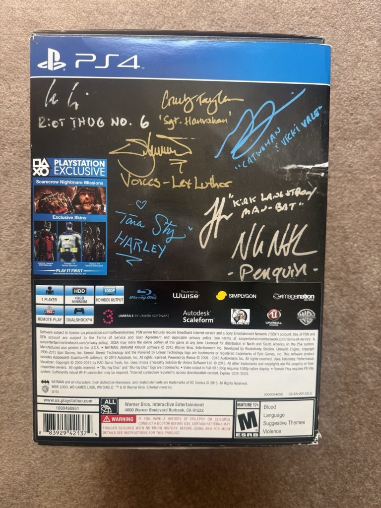 Batman Arkham Knight PS4 Limited Edition Multi Signed Conroy Baker North +