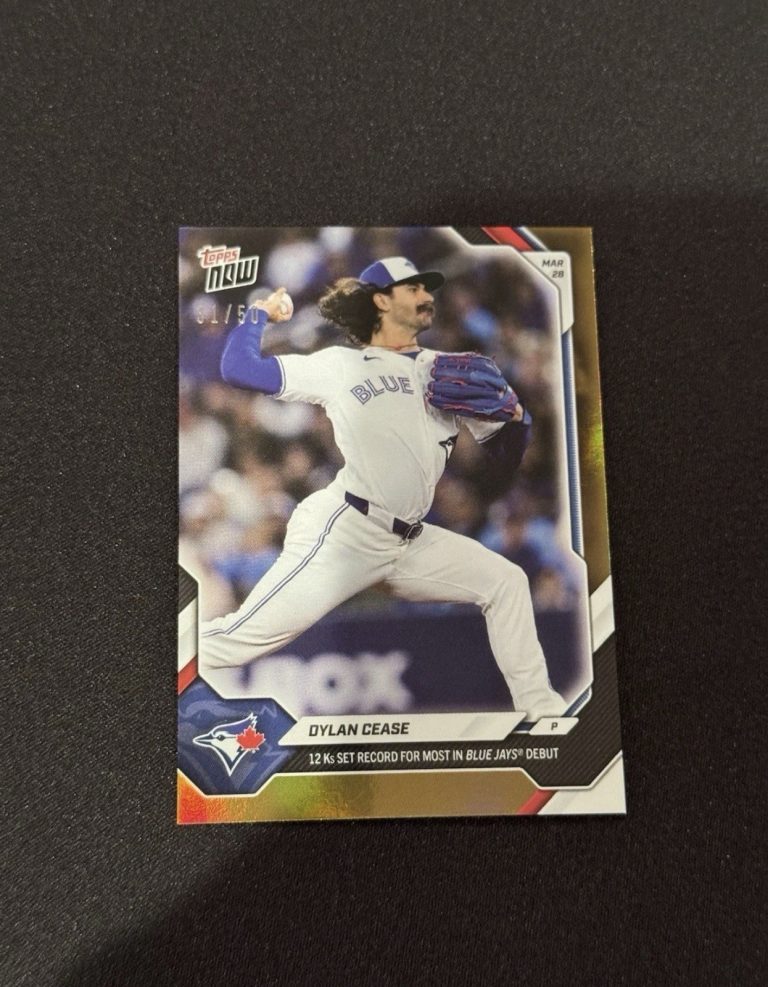 Dylan Cease 12 K’s Blue Jays Debut 2026 MLB Topps NOW Card 22 Gold Foil 31/50
