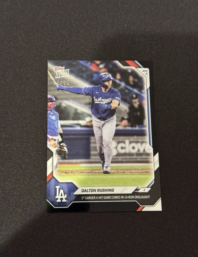 Dalton Rushing 1st 4-Hit Game 2026 MLB Topps NOW Card 57 Black Foil /10