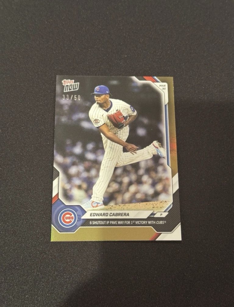 Edward Cabrera 6 Shutout IP Cubs 2026 MLB Topps NOW Card 32 Gold Foil /50