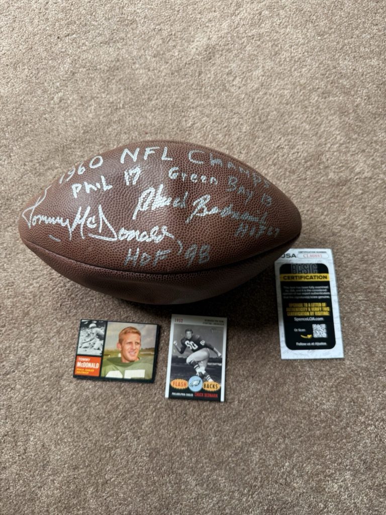Tommy McDonald Chuck Bednarik Signed The Duke Football JSA Eagles HOF NFL