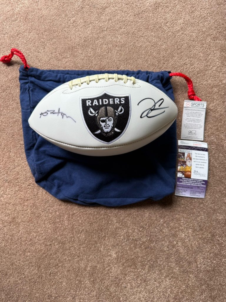 Derek Carr Antonio Brown Signed Raiders Logo Football JSA COA NFL Auto