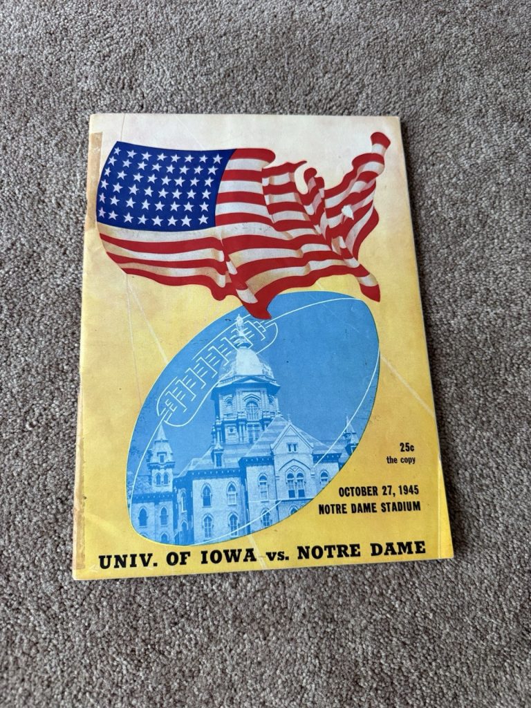 1945 Iowa vs Notre Dame Football Program Vintage NCAA Hawkeyes Fighting Irish