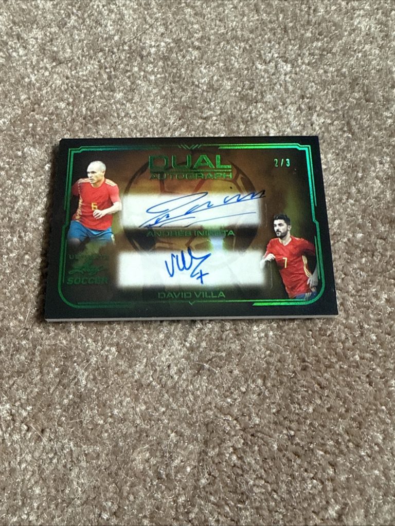2022 Leaf Ultimate Soccer Iniesta David Villa Dual Auto Green 2/3 Spain