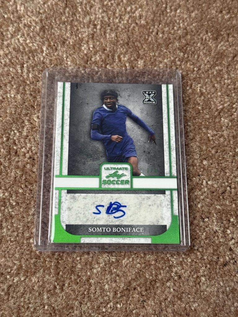 2022 Leaf Ultimate Soccer Somto Boniface RC Auto Green 1/6 Rookie Auto RC