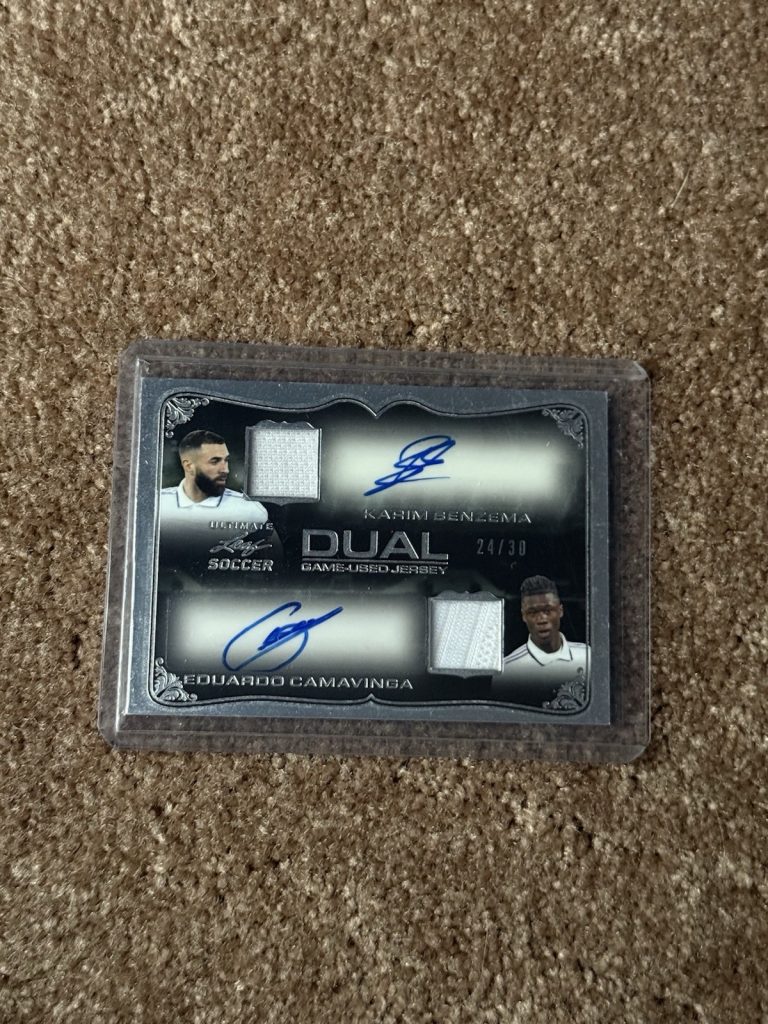 2022 Leaf Ultimate Soccer Benzema Camavinga Dual Auto Patch 24/30 Card