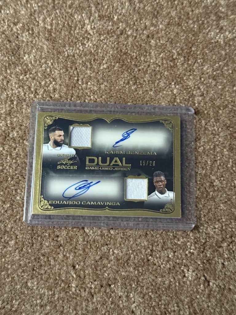 2022 Leaf Ultimate Soccer Karim Benzema Camavinga Dual Auto Patch 15/20 Card