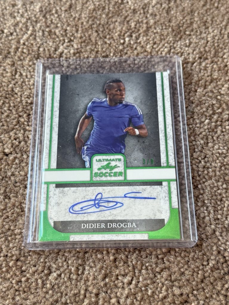 2022 Leaf Ultimate Soccer Didier Drogba Auto Green /9 Chelsea Ivory Coast