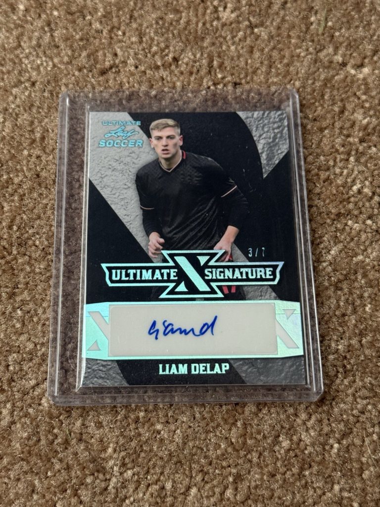 Liam Delap 2022 Leaf Ultimate Soccer Ultimate X Signature Auto 3/7 RC