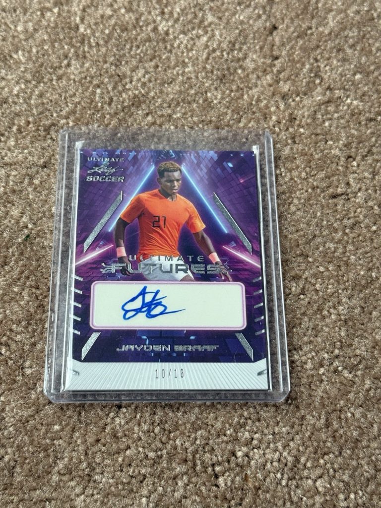 Jayden Braaf 2022 Leaf Ultimate Soccer Futures Auto /18 RC