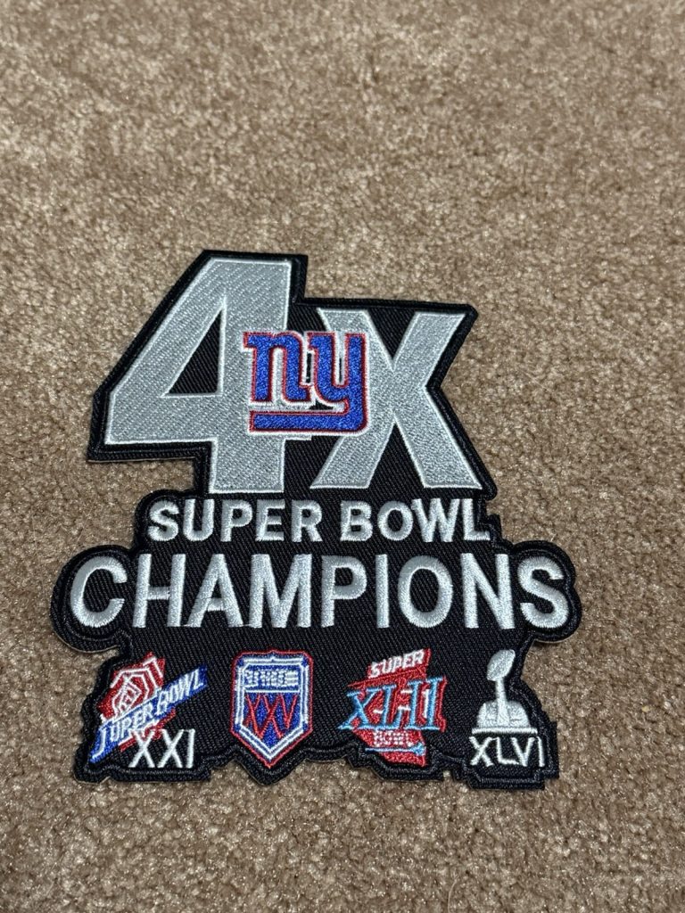 New York Giants 4X Super Bowl Champions Iron-On Embroidered Patch 6” XXI XXV