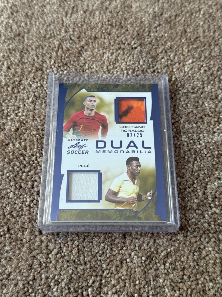 2022 Leaf Ultimate Soccer Dual Memorabilia UDM-1 Cristiano Ronaldo Pele /25