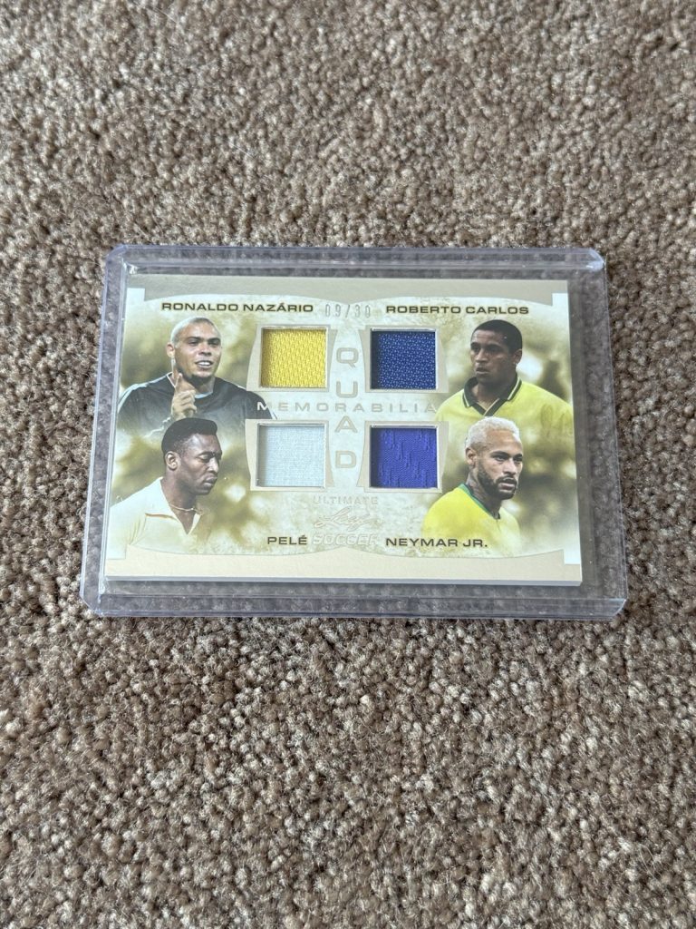 2022 Leaf Ultimate Soccer Quad Memorabilia Pele Neymar Ronaldo Nazario /30
