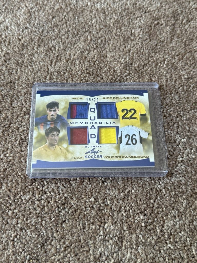 2023 Leaf Ultimate Soccer Quad Memorabilia UQM-4 Bellingham Pedri Gavi /20