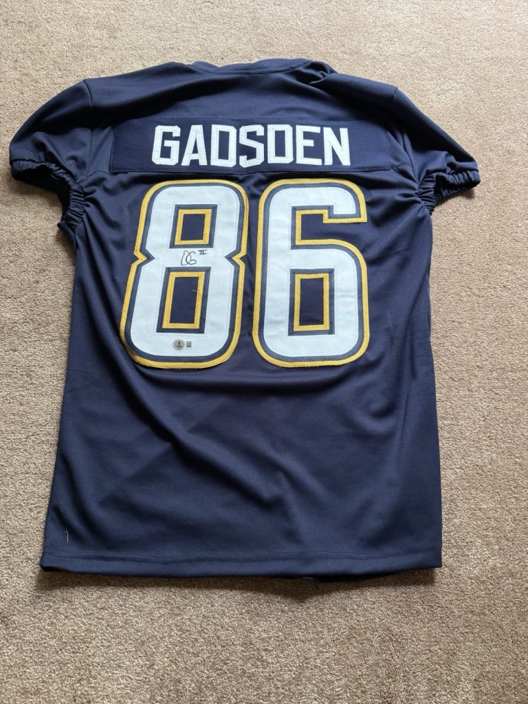 Oronde Gadsden II Signed Jersey #86 Beckett COA Autographed Chargers Navy Gold