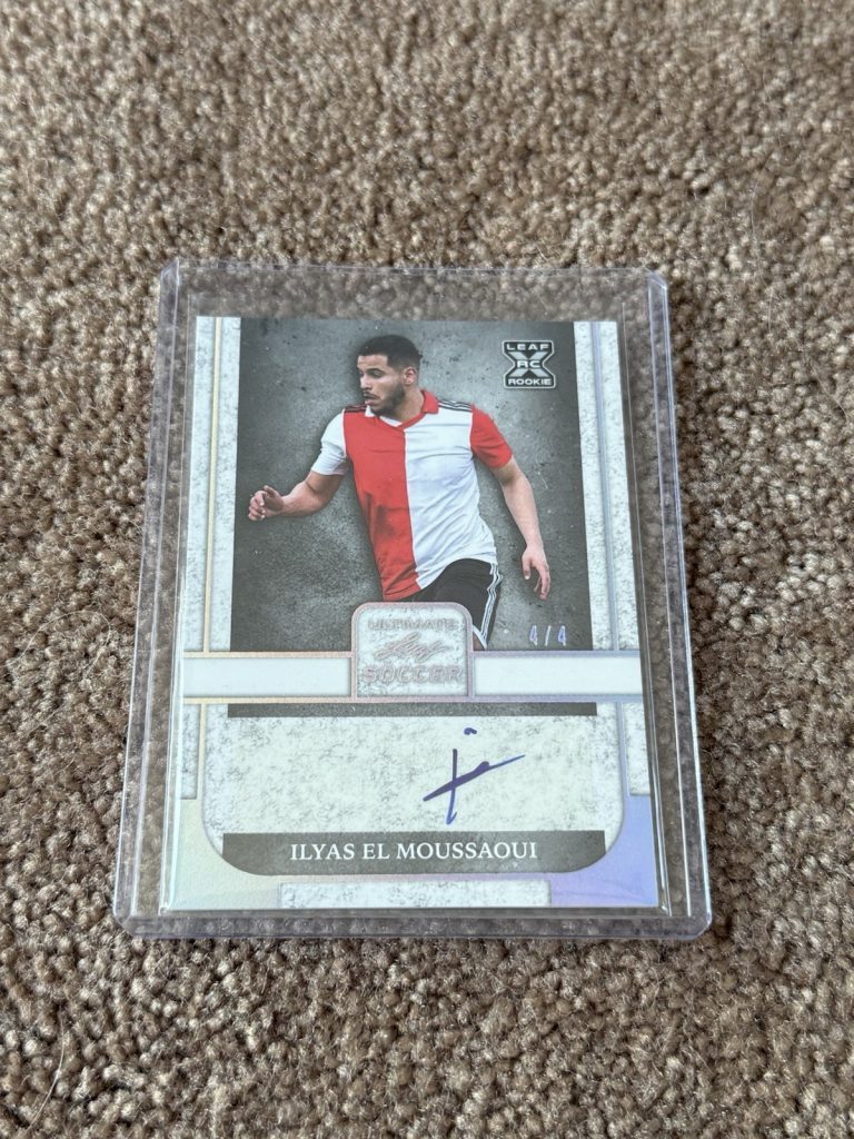 2022 Leaf Ultimate Soccer Ilyas El Moussaoui RC ROOKIE AUTO 4/4 Feyenoord BA-IEM