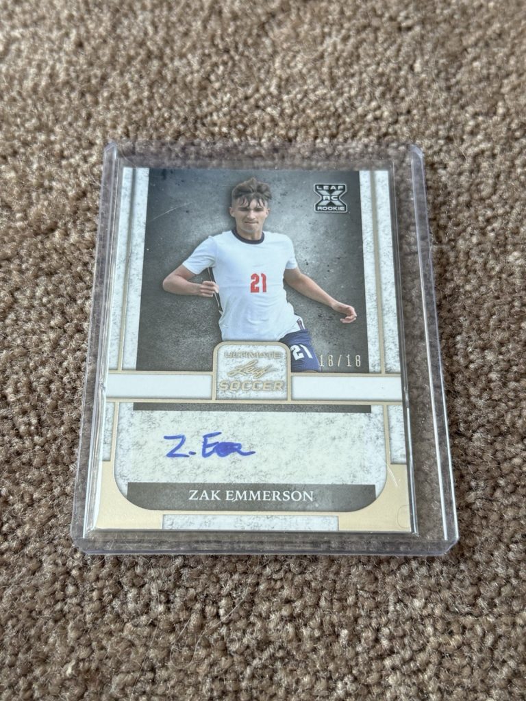 2022 Leaf Ultimate Soccer Zak Emmerson RC ROOKIE AUTO 18/18 BA-ZE1