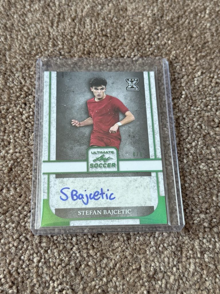 2022 Leaf Ultimate Soccer Stefan Bajcetic Green Auto RC 4/6 BA-SB3 Liverpool