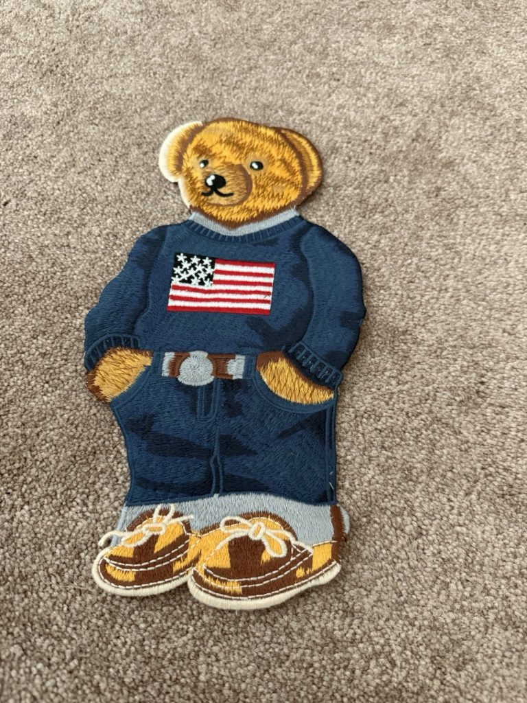 Polo Bear Patch Embroidered Ralph Lauren Style USA Flag Sweater Boat Shoes Sew