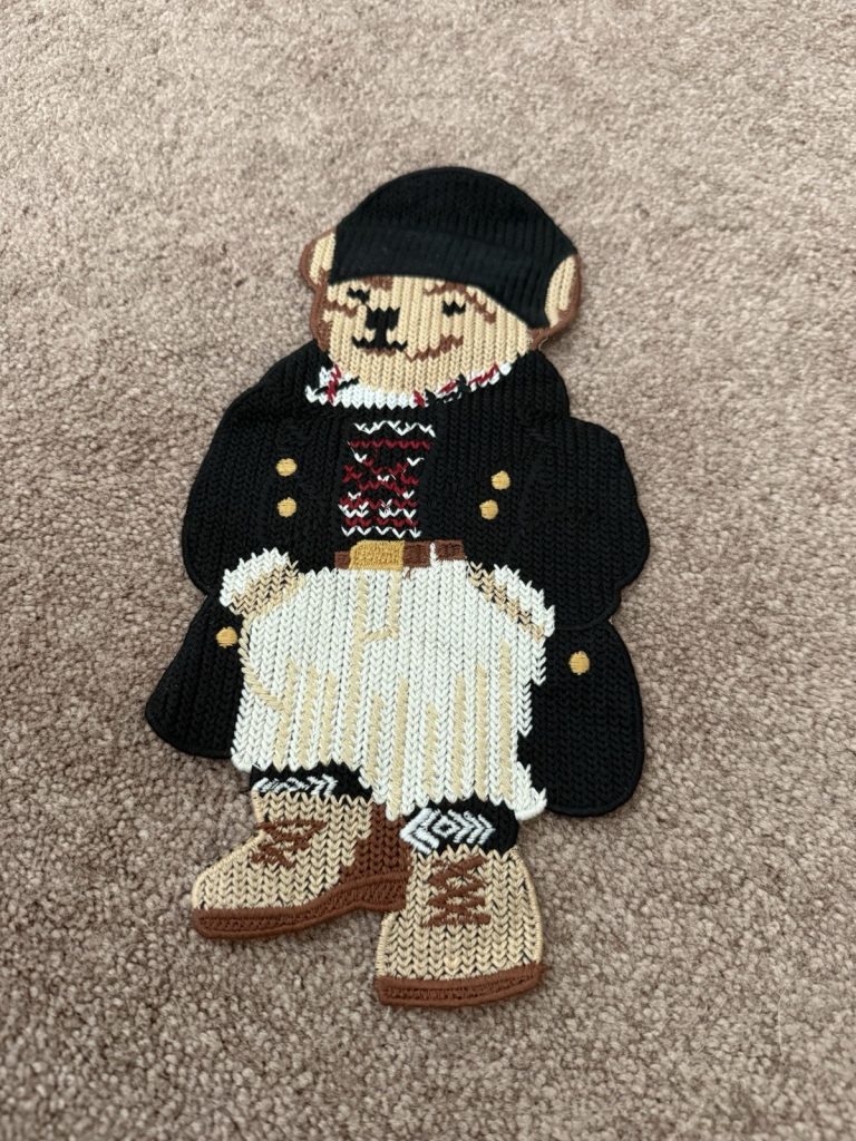 Polo Bear Patch Embroidered Ralph Lauren Style Peacoat Beanie Snow Boots Sew On