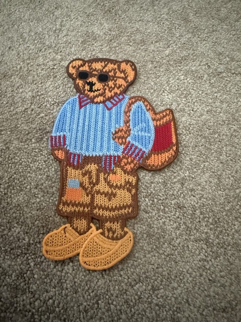 Polo Bear Patch Embroidered Ralph Lauren Style Blue Sweater Sunglasses Sew On Lg