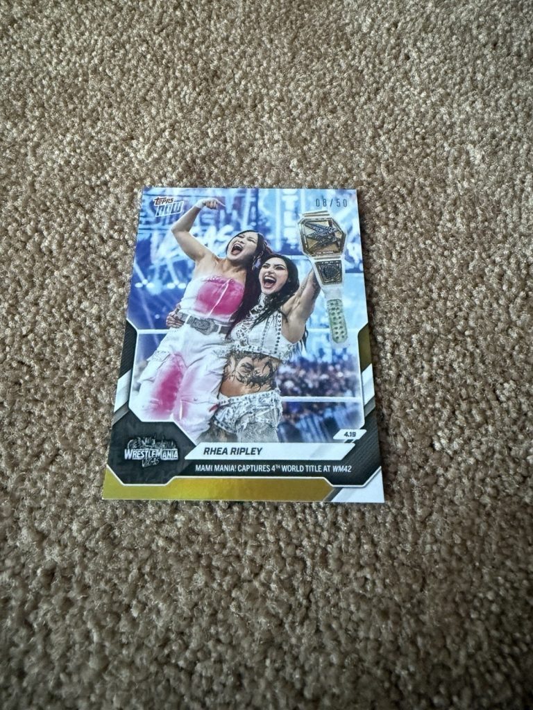 Rhea Ripley 2026 WWE Topps NOW Wrestlemania Vegas Card 49 /50 4th World Title