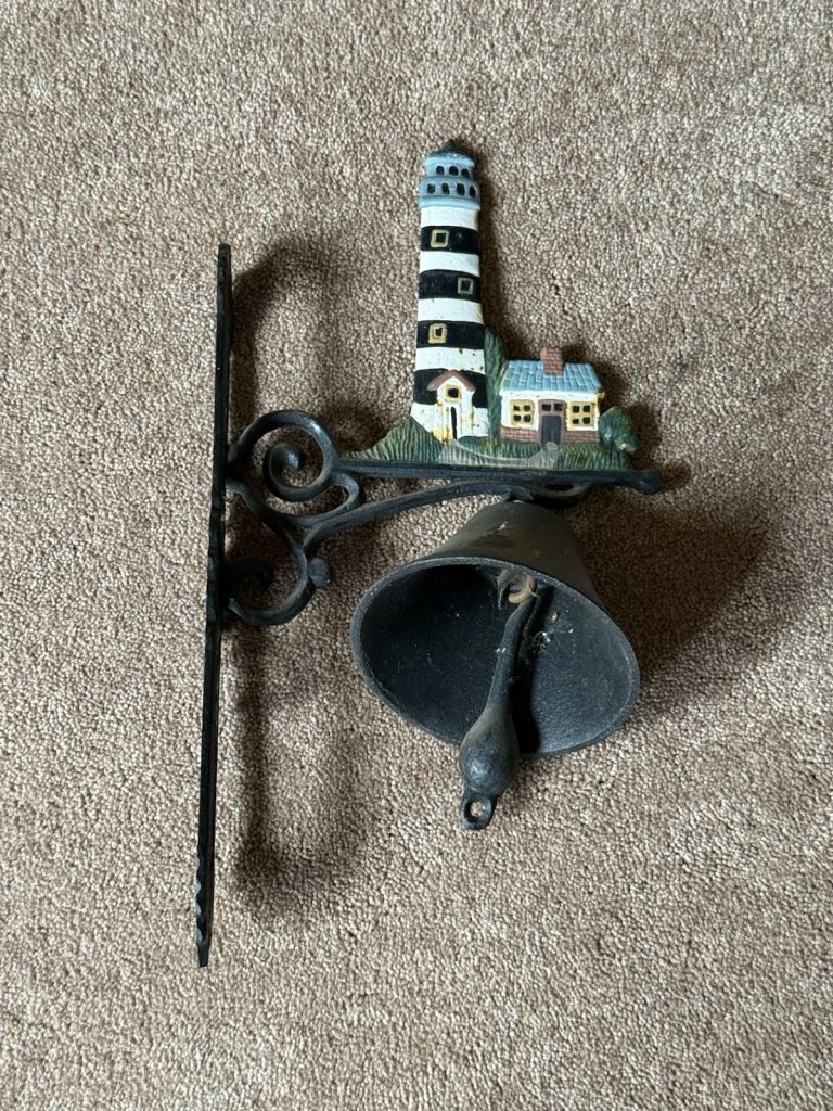Cast Iron Lighthouse Wall Mount Bell Nautical Coastal Dinner Door Decor Vintage