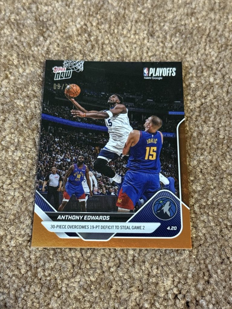 Anthony Edwards Playoffs - 2025-26 NBA Topps NOW Card 266 Orange Foil /25