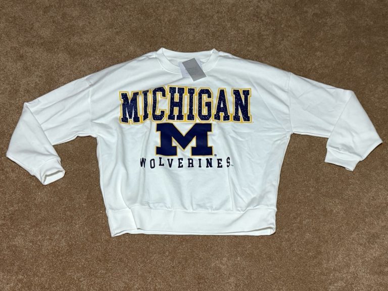Gameday Couture Michigan Wolverines Crewneck Sweatshirt White Womens M NWT