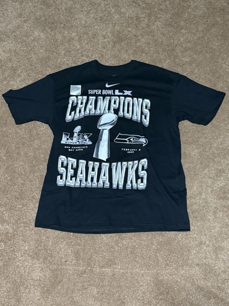 Nike Seattle Seahawks Super Bowl LX Champions T-Shirt Black Mens M NWT Locker